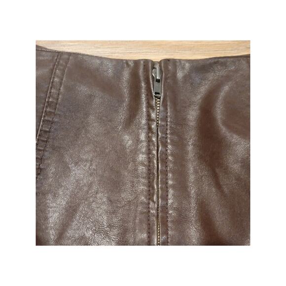 Free People Mini Skirt Vegan Leather Chocolate Brown Boho Rock X-Small 26" Waist - Picture 4 of 12